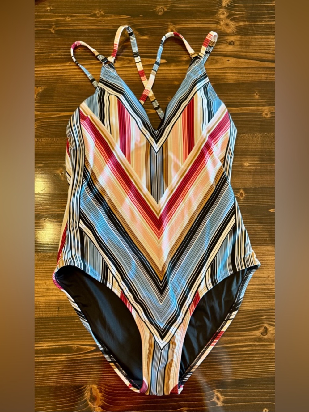 NWT Coastal Blue Flattering Multicolor Striped Swimsuit Size M